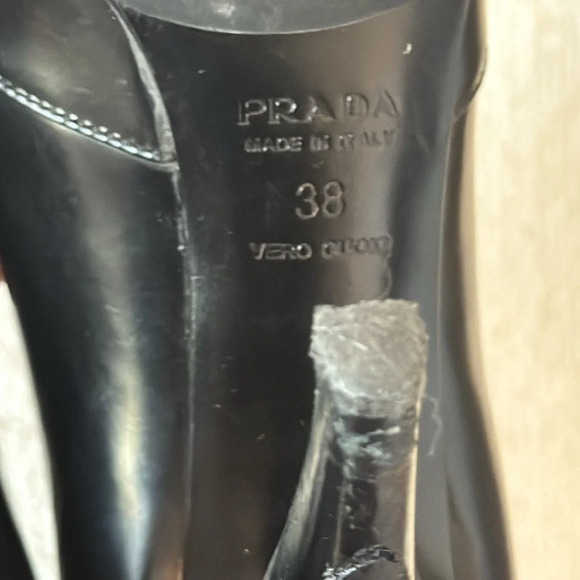 Vintage Prada Pointed Toe Metal Bow Heels Size 38 - Picture 8 of 9